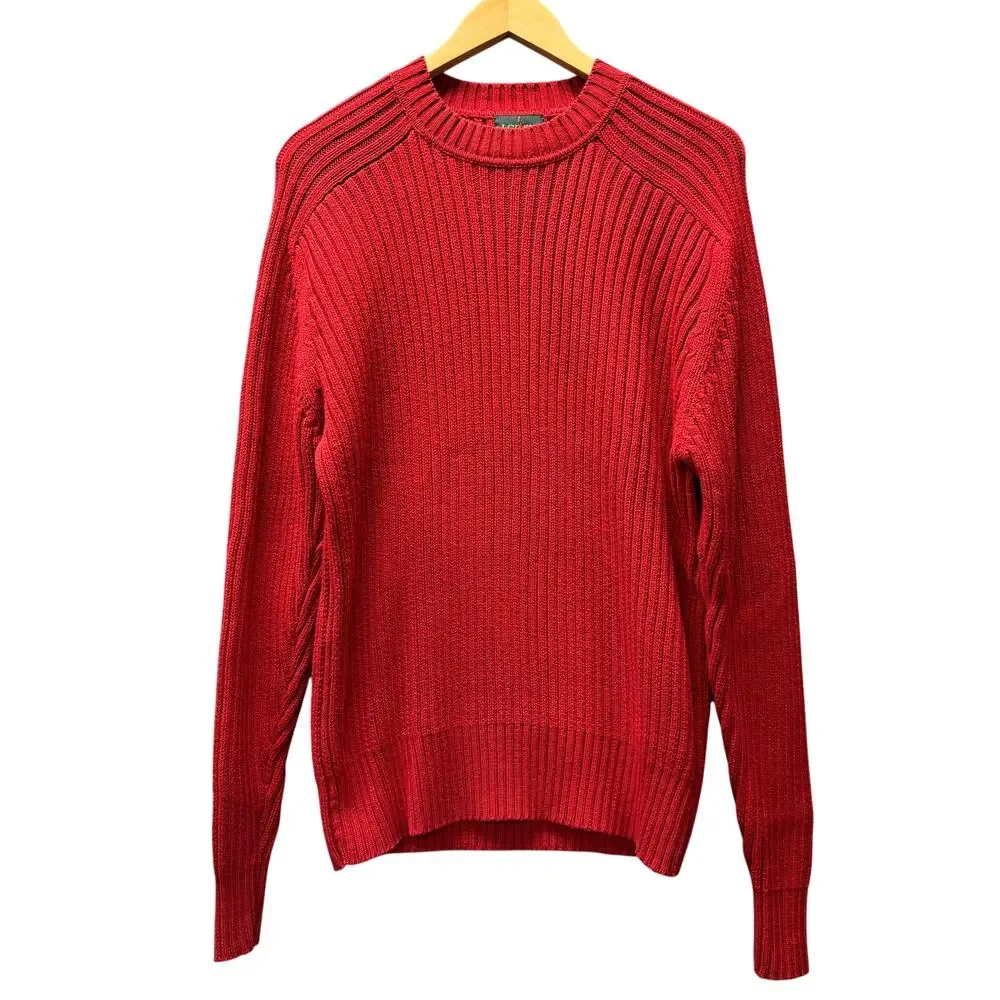 Vintage J Crew Sweater‎ Oarsman Red Ribbed Knit Pullover Cotton Fisherman Mens M